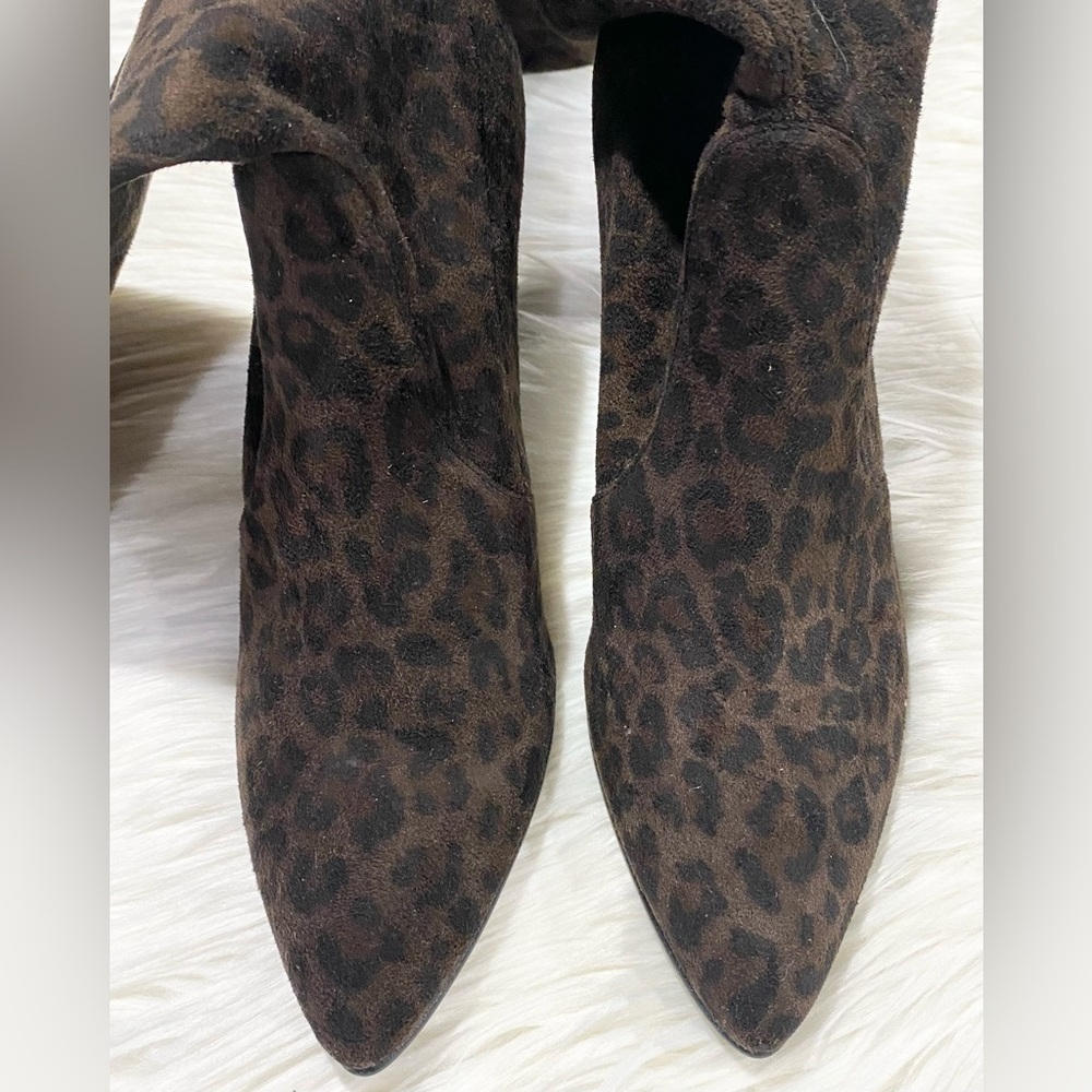 Stuart Weitzman Leopard‎ Suede Knee High Heeled Sock Boots 6 - Picture 2 of 6